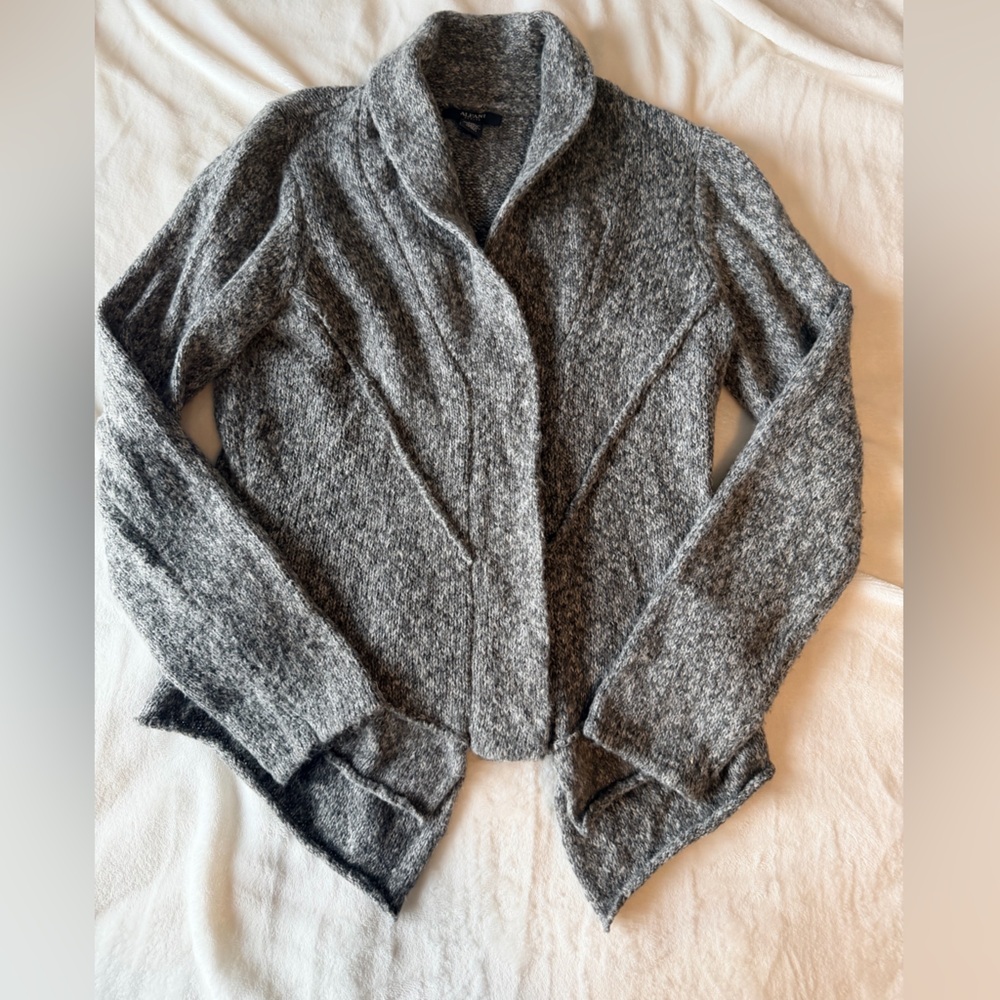 Alfani Petite Gray Shawl Collar Cardigan PM Open Front Sweater